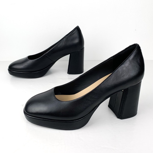 Clarks Shoes - Clarks Signature Zoya85 Court shoes chunky heeled pumps in black leather size 8